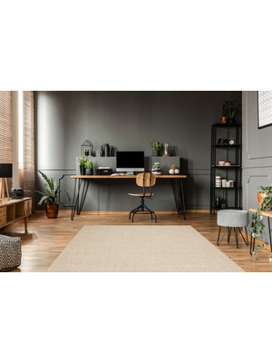 Eko Halı Brooklyn Brk 01 Cream Sılver Hasır Görünümlü Kaymaz Modern Şık Dokuma Kilim