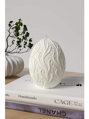 Cage Art Studio Dekoratif Yaşam Yumurtası Kokulu Mum - Yaşam Ağıcı Mum Soya Wax Candle 1 Adet Beyaz