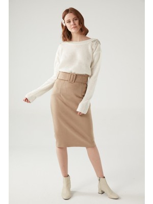 Zelish My Sister Yüksek Bel Kemerli Süet Etek