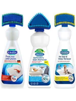 Dr Beckmann 3'lü Set Fırçalı Halı Leke Çıkarıcı - Koltuk ve  Kumaş Leke Çıkarıcı - Evcil Hayvan Leke ve Koku Çıkarıcı