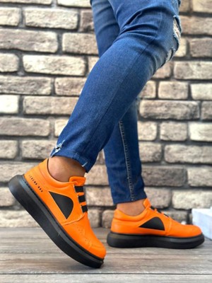 BA0302 Kalın Taban Bağcıksız Tarz Casual Turuncu Erkek Ayakkabı