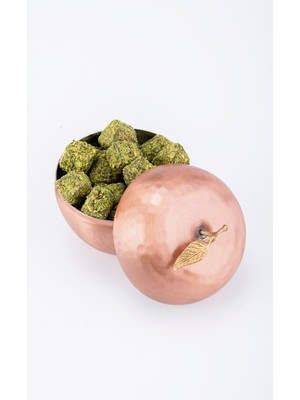 Dmt Copper Home El Işi Bakır Şekerlik Lokumluk Çikolata Sunum Elma Motif Türk Kahve Sunumluk El Dövmesi (Çap 10,5cm)