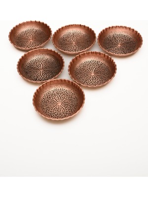 Dmt Copper Home Bakır Çerezlik Seti Kuruyemiş 6'lı 10 x 3 cm + Tepsi 32 cm