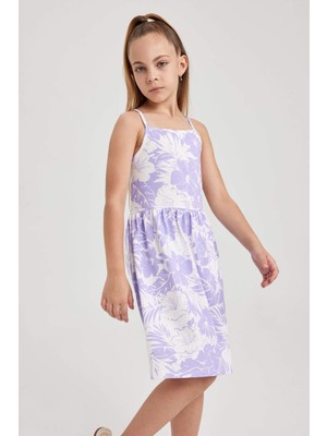 DeFacto Desenli Pamuklu Askılı Elbise Kız Çocuk B0674A8NS