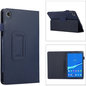 Lenovo Tab M8 4th Gen Için Deri Tablet Kılıfı - Koyu Mavi (Yurt Dışından)