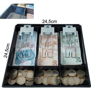 Plastik Çekmece Içi Para Düzenleyici 3 Banknot Bölmeli Para Çekmecesi Içi 24,5 x 24,5 x 3,5cm