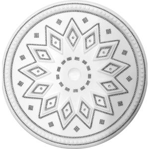 Baklava Desenli Stropiyer  Taşlı Tavan Lamba Göbeği - 48 cm - Siyah Taş