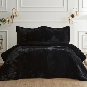 Karaca Home Fluffy Çift Kişilik Kürk Yatak Örtüsü Siyah