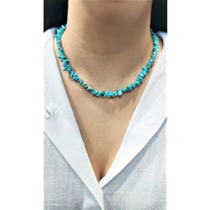 Naturalim Turkuaz Firuze Kırıktaş Kolye Doğal Taş