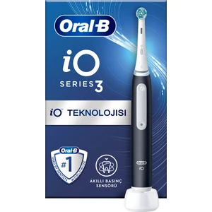 IO 3 Siyah Elektrikli Diş Fırçası, 1 Diş Fırçası Başlığı, Braun Tasarımı