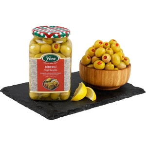 Domat Biberli Jumbo Yeşil Zeytin Cam Kavanoz 2 x 550 gr (181-200 Kalibre)