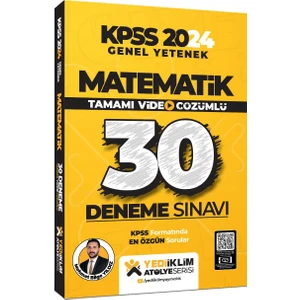 Yediiklim Yayınları 2024 KPSS Matematik Tamamı Video Çözümlü 30 Deneme-Mehmet Bilge Yıldız