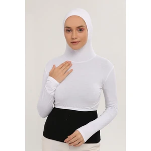 Uzun Kollu Yarım Body Kadınlar İçin Beyaz Penye Kumaşlı Rahat Kullanım