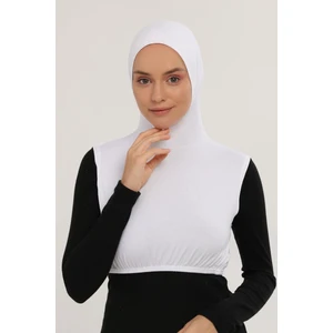 Sıfır Kollu Boyunluklu Boneli Yarım Body - Beyaz