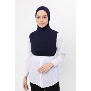 Sıfır Kollu Boyunluklu Boneli Yarım Body - Lacivert