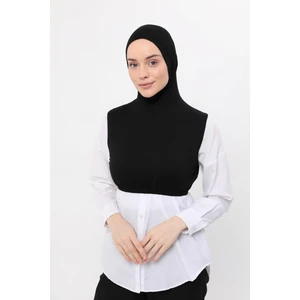 Sıfır Kollu Boyunluklu Boneli Yarım Body - Siyah