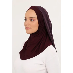 Hazır Lüks Pratik Hijablı Şifon Şal-Mürdüm