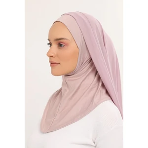 Hazır Lüks Pratik Hijablı Şifon Şal-Pudra