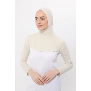 Boyunluklu Boneli Uzun Kolluk - Krem