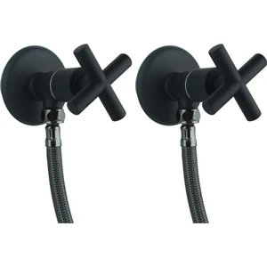 İkili Köşegen Spiralli Siyah Taharet Musluk