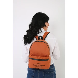 Soobepark 2 Bölmeli Kanvas Kumaş Unisex Okul Spor Günlük Fermuarlı Sırt Çantası Taba