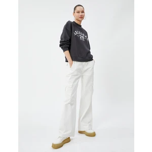 Kolej Sweatshirt Şardonlu Dik Yaka Uzun Kollu Rahat Kesim