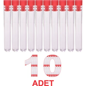 Deney Tüpü 16X100 mm / Plastik - Dibi Yuvarlak Kapaklı x 10 Adet