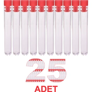 Deney Tüpü 16X100 mm / Plastik - Dibi Yuvarlak Kapaklı x 25 Adet
