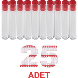 Deney Tüpü 12X75 mm / Plastik - Dibi Yuvarlak Kapaklı x 25 Adet