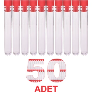 Deney Tüpü 12X75 mm / Plastik - Dibi Yuvarlak Kapaklı x 50 Adet