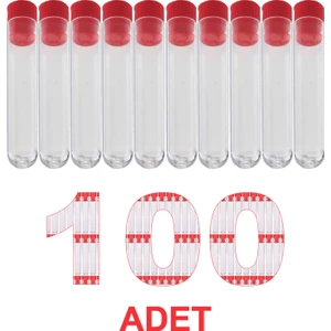 Deney Tüpü 12X75 mm / Plastik - Dibi Yuvarlak Kapaklı x 100 Adet