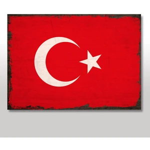 Ahşap Tablo Türk Bayrağı Baskılı
