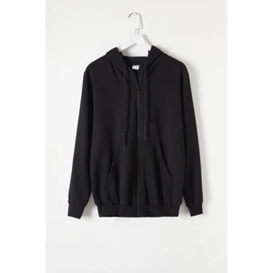 Cansın Mini Kız Çocuk Kapüşonlu Fermuarlı Siyah Okul Hırkası 16191