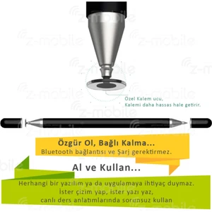 Dokunmatik Kalem Tüm Cihazlara Uyumlu Tablet Telefon Için Çizim & Yazı Kalemi 2 In 1 Disk Uçlu