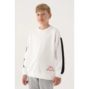 Krem Bisiklet Yaka Kol Detay  Erkek Çocuk Sweatshirt