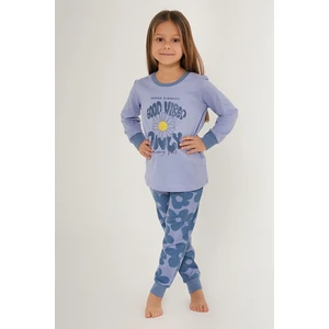 Good Vibes Only Lila Kız Çocuk Uzun Kol Pijama Takım