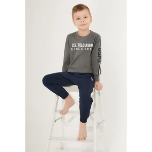 U.S. Polo Assn. Cute Nice Gri Erkek Çocuk Uzun Kol Pijama Takım