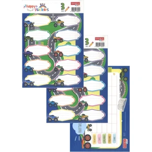 Okul Etiketi Erkek Modeli 10 Lu 2 Yaprak Ders Programlı 1 Paket Defter Kitap Etiketi Desenli Renkli Etiket