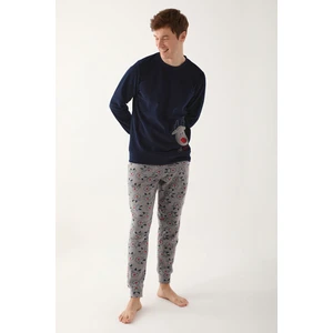 Oh Deer Lacivert Erkek Uzun Kol Pijama Takım