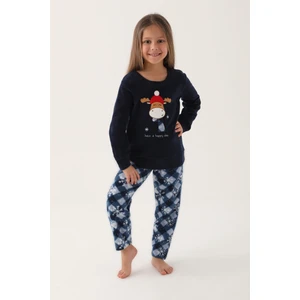 Happy Snows Lacivert Kız Çocuk Uzun Kol Pijama Takım