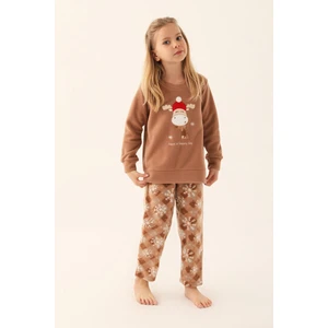 Happy Snow Kahverengi Kız Çocuk Uzun Kol Pijama Takım