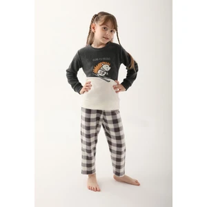 Fuarı Fa Fredo Koyu Gri Kız Çocuk Uzun Kol Pijama Takım