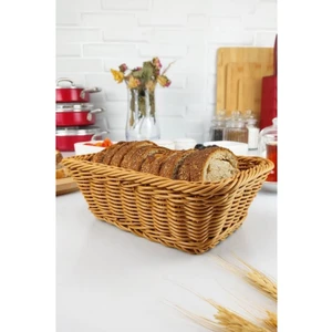 Rattan Ekmek Sepeti Dikdörtgen Ekmeklik 22 cm Kahverengi - YK1449