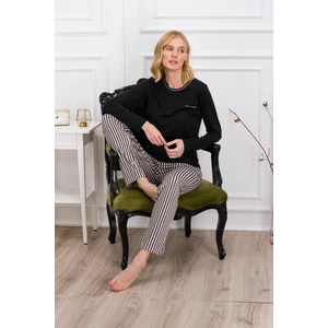 Pierre Cardin Siyah Çizgili Kadın Pijama Takımı