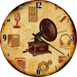 Karizma Tablo Gramofon Ahşap Duvar Saati