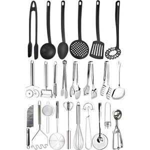 24 Parça Kepçe Spatula Kevgir Mutfak Servis Seti Servis Maşa Takımı