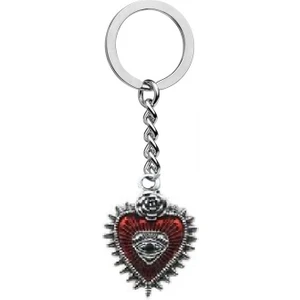 Herşey Nota Rose Eye Of Heart Gotik Kalp Kırmızı Anahtarlık