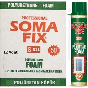 12 Adet 750 ml- 850 Gr Poliüretan Köpük Çelik Kapı Pencere İzolasyon Montaj Dolgu Pu Köpük