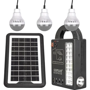 GD-999 Güneş Panelli 3 Lambalı Powerbank Özellikli Çok Amaçlı Şarjlı Solar Aydınlatma