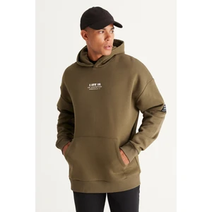 Altınyıldız Classics Erkek Haki Oversize Fit Bol Kesim Kapüşonlu Içi Polarlı 3 Iplik Pamuklu Sweatshirt